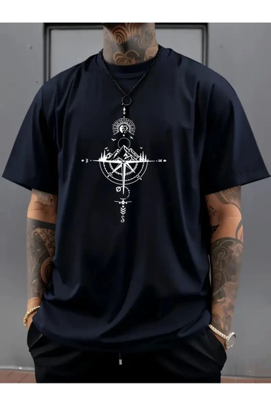 Pusula Baskılı özel tasarım Unisex Tshirt ürün görseli 1