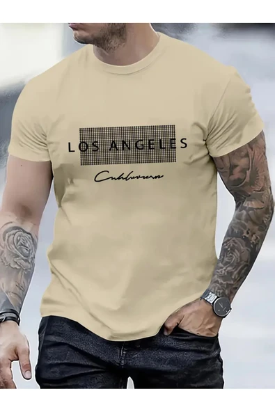 Oversize Los angeles Calıfornıa Baskılı T-shirt Unisex Pamuklu Bisiklet Yaka Kısa Kollu ürün görseli 1