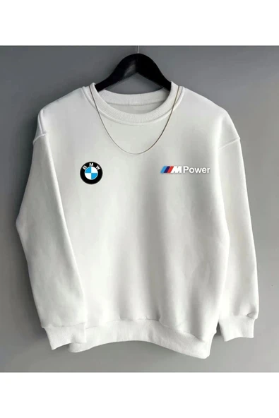 BMW Baskılı Original Ünisex kışlık Sweatshirt Beyaz ürün görseli 1