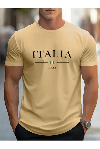 İTALY Çizgili Baskılı Oversize Tshirt ürün görseli 1