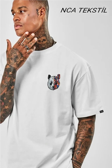Panda Baskılı Original Ünisex Yazlık T-shirt Beyaz ürün görseli 1