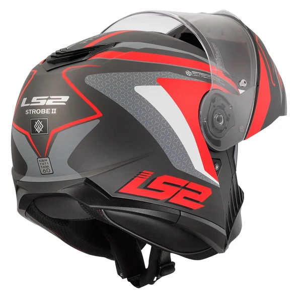 LS2 STROBE 2 PHANTOM MAT TITANIUM-GRİ-KIRMIZI KASK - Resim 5
