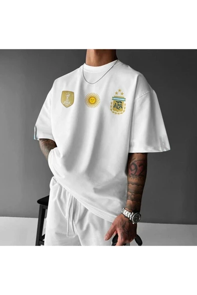 Arjantin milli takım  tasarım Baskılı özel Unisex Tshirt ürün görseli 1