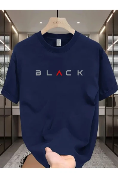 BLACK Baskılı özel tasarım Unisex Tshirt ürün görseli 1