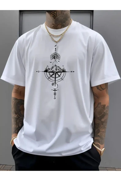 Pusula Baskılı özel tasarım Unisex Tshirt ürün görseli 1