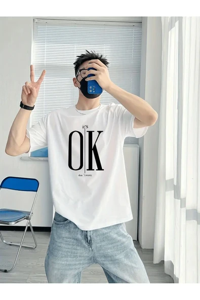 İT's OK dont worry tasarım Baskılı özel Unisex Tshirt ürün görseli 1