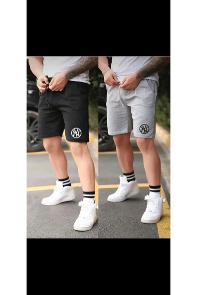 NY Baskılı Unisex Şort Yazlık 2 li Set Takım ürün görseli 1