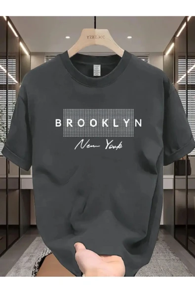 Brooklyn NY imza tasarım Baskılı özel Unisex Tshirt ürün görseli 1