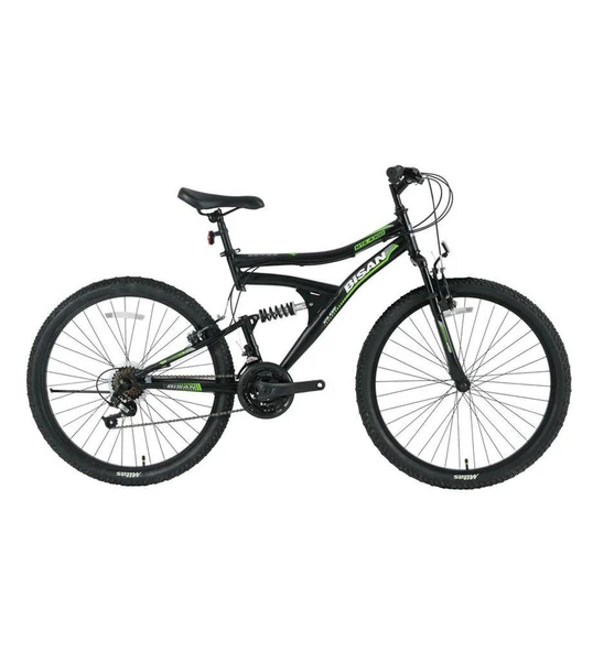 Bisan MTS4300 24 Jant 21 Vites Amortisörlü Dağ Bisikleti 40cm Siyah - Yeşil ürün görseli 1