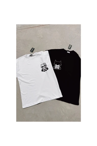 Batman and hello kity  özel tasarım model baskılı Tshirt - Resim 2