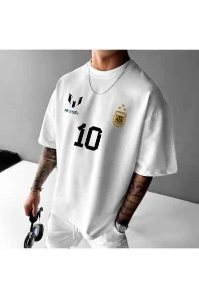 Lionel Messi Arjantin tasarım Baskılı özel Unisex Tshirt ürün görseli 1