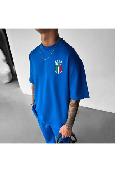 İTALY milli takım tasarım Baskılı özel Unisex Tshirt ürün görseli 1