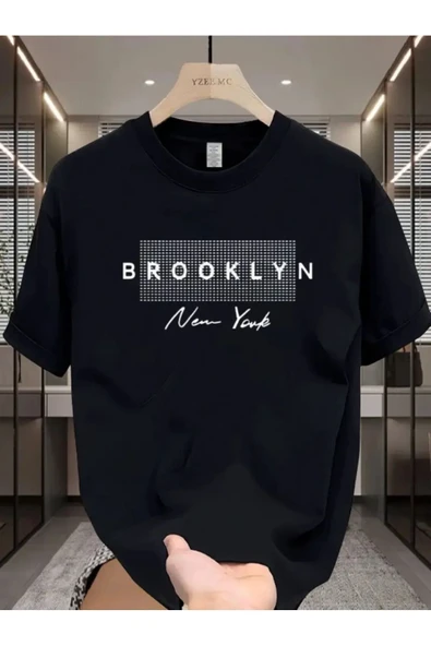 Brooklyn NY imza tasarım Baskılı özel Unisex Tshirt ürün görseli 1