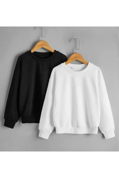 Unisex Baskısız Bisiklet Yaka 2 li Sweatshirt ürün görseli 1