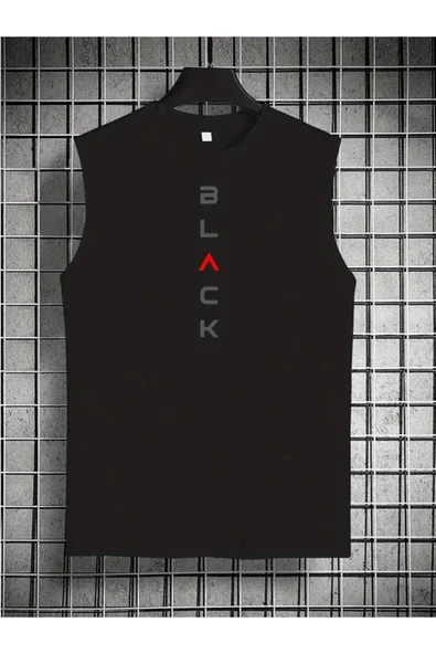 Black tasarım Baskılı özel Unisex Kolsuz  Tshirt ürün görseli 1