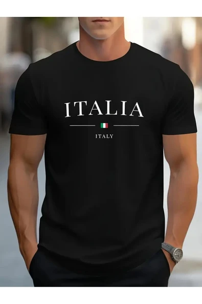 İTALY Çizgili Baskılı Oversize Tshirt ürün görseli 1