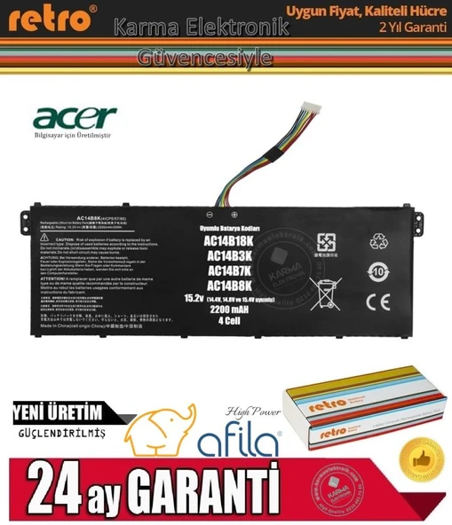 Acer Travelmate N19Q7 Uyumlu Notebook Bataryası, Laptop Pili - Ver.2 (4Cell) ürün görseli 1