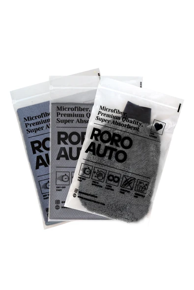 Roro Auto Alpler Mikrofiber Yıkama & Kurulama Seti Yıkama Eldiveni Cam Bezi Kurulama Havlusu ürün görseli 1