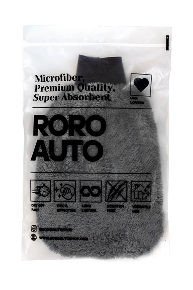 Roro Auto Vezüv Mikrofiber Araç Yıkama Eldiveni Gri ürün görseli 1