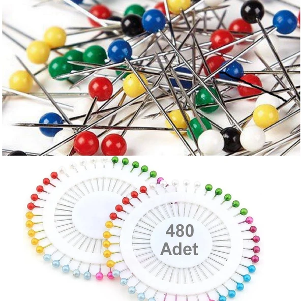 Renkli Çelik Eşarp Şal İğnesi 480 Adet Toplu İğne 28mm Karışık Renkli Eşarp İğnesi Şal İğnesi ürün görseli 1