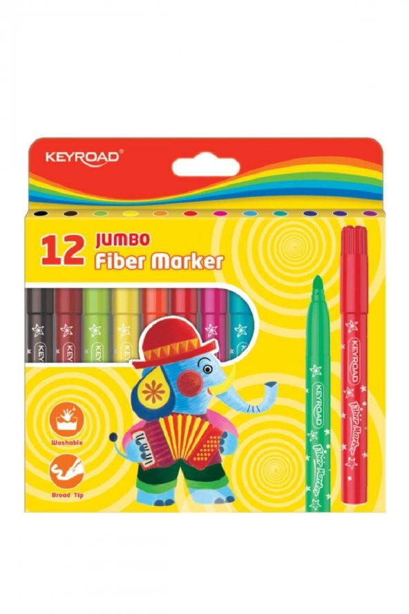 Keçeli Kalem 12 li Renk Jumbo Fiber Marker Keçeli Kalem Keyroad Keçeli Kalem Jumbo Fiber Marker ürün görseli 1