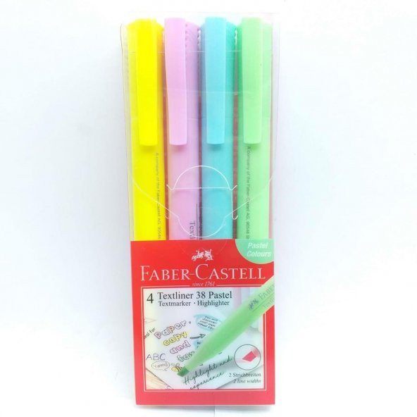 Pastel Renkler Fosforlu Kalem 4 Lü 1 Paket Faber Castell Textliner Pastel Renkler Kesik Uçlu ürün görseli 1