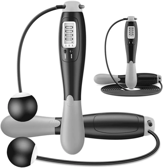 Valkyrie Çift Led Dijital Sayaçlı 4 Modlu Akıllı Çelik İp Atlama Fitness Kondsiyon ürün görseli 1