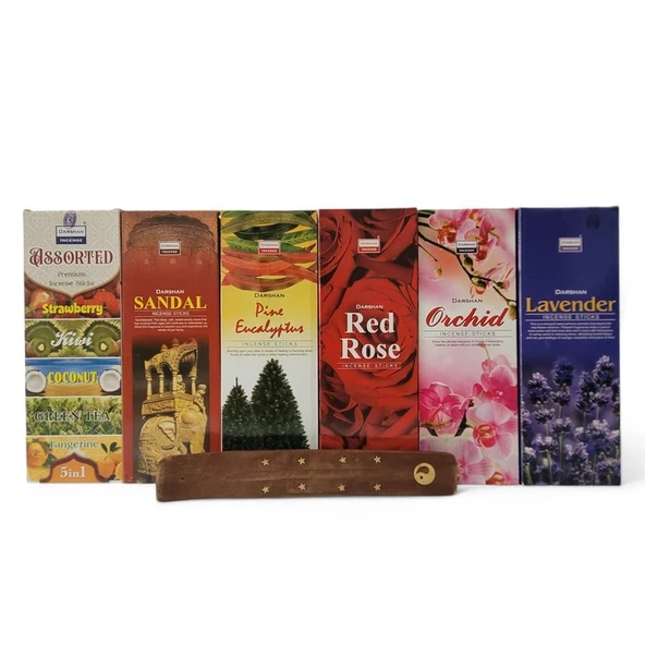 Assorted, Sandal, Pine Eucalyptus, Rose, Orchid, Lavander 6x20 Tütsü-Hediyeli - Resim 2