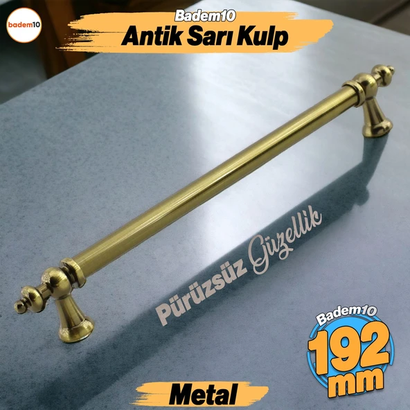 Osmanlı Metal Antik Sarı Kulp 192 mm Mobilya Çekmece Mutfak Dolabı Dolap Kapak Kulpları Kulb Kulpu ürün görseli 1