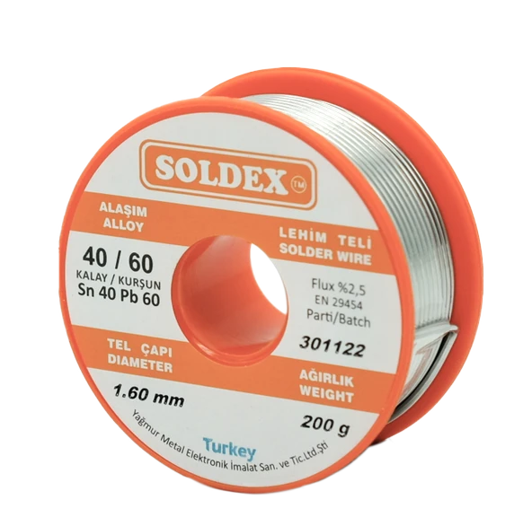 Soldex 1.60mm Sn40 Pb60 Lehim Teli 200gr ürün görseli 1