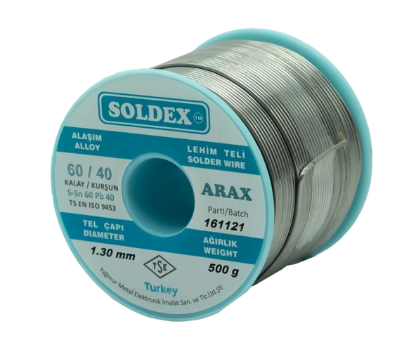 Soldex 1.30mm 500gr Sn60 Pb40 Arax Lehim Teli ürün görseli 1