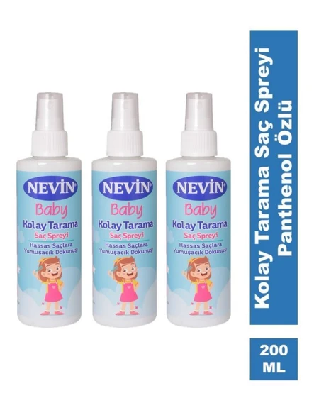 Nevin Kolay Tarama Saç Spreyi Panthenol Özlü 200ml 3 Adet ürün görseli 1