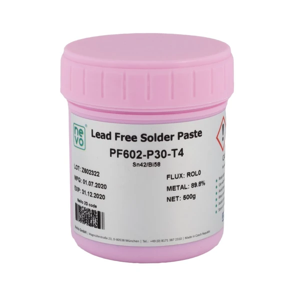 Düşük Sıcaklık Krem Lehim Sn42Bi58 Shenmao Nevo PF602P30T4  - 500 Gr ürün görseli 1