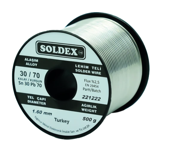 Soldex 1.60mm 500gr Sn30 Pb70 Lehim Teli ürün görseli 1