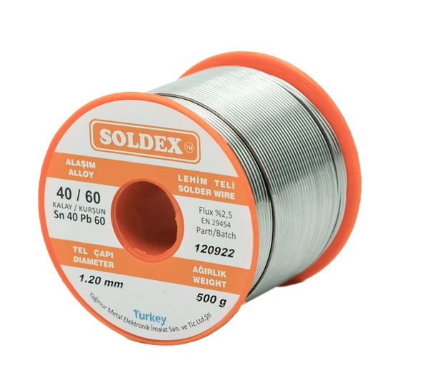Soldex 1.20mm Lehim Teli Sn40 Pb60 500 gr. ürün görseli 1