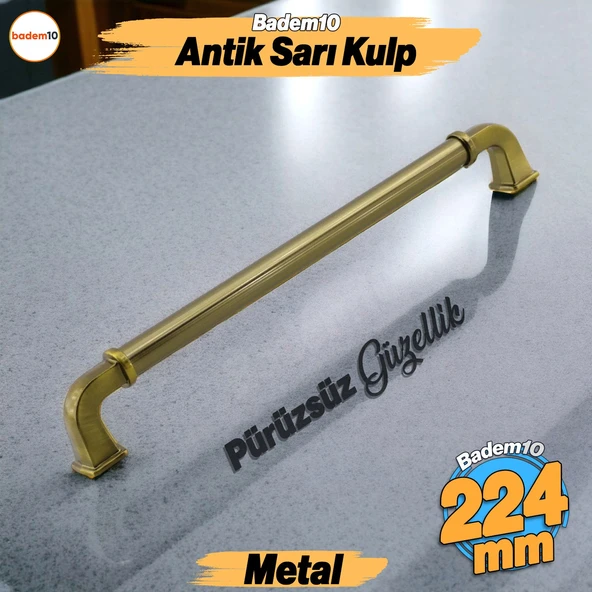 Alfa Metal Antik Sarı Kulp 224 mm Mobilya Çekmece Mutfak Dolabı Dolap Kapak Kulpları Kulb Kulpu ürün görseli 1