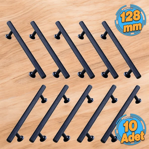 10 Adet Doruk Kulp Mobilya Mutfak Dolabı Çekmece Dolap Kapak Kulpu Kulbu Siyah 128 Mm-12.8 Cm Metal ürün görseli 1