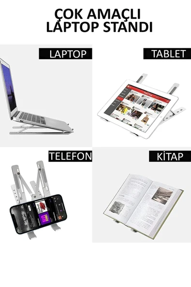 7 Kademeli Ayarlanabilir Laptop Bilgisayar Standı Kolay Kullanışlı Diz Üstü Bilgisayar Tablet Telefon Standı ürün görseli 1
