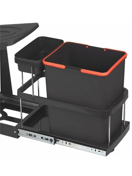 Pyramith P9155 16+1 Lt. Antrasit Teleskopik Raylı Çöp Kovası - Resim 2