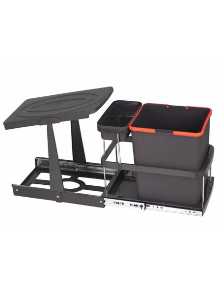 Pyramith P9155 16+1 Lt. Antrasit Teleskopik Raylı Çöp Kovası ürün görseli 1
