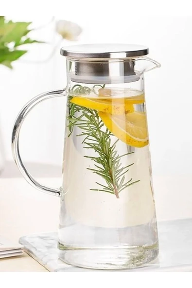 Akkoyunlu home 1400ml Metal Kapaklı Merida Cam Sürahi Cam ürün görseli 1