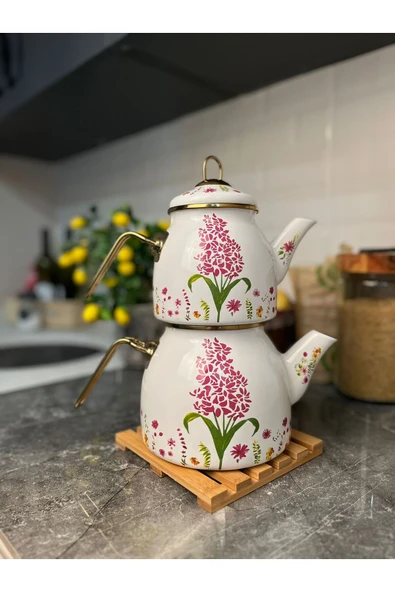 Akkoyunlu home Lavanta Emaye Çaydanlık Takımı Mor Emaye Çaydanlık ürün görseli 1