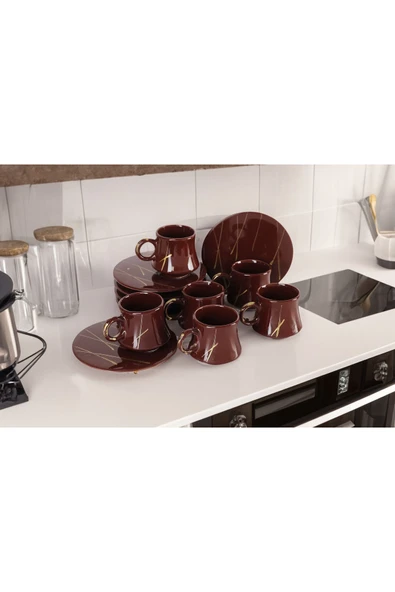 Akkoyunlu home Kahve Fincan Takımı 6 Kişilik El Yapımı Türk Kahvesi Fincanı Lüx Seramik 90 ml ürün görseli 1