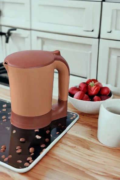 Akkoyunlu home Elektirikli Su Isıtıcı Kettle Kaşıklı Çay ve Kahve Kettle Su Isıtıcı 900 ml 220V ürün görseli 1