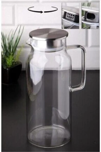 çerçi Cam Sürahi Borosilikat 1 Ltr (BUZDOLABI KAPAK RAFINA SIĞAR) ürün görseli 1