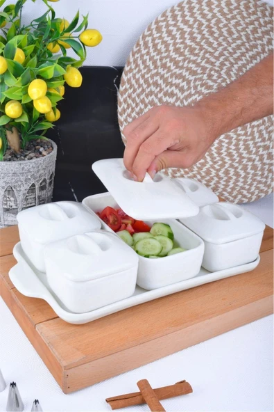 Sezka Life 5'li Lüx Standlı Ve Kapaklı Sunumluk Kahvaltılık, Çerezlik ürün görseli 1