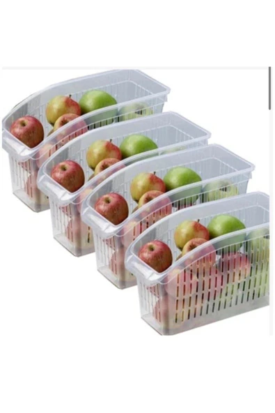 Akkoyunlu home Buzdolabı Sepeti Dolap İçi Düzenleyici Sepet Organizer Şeffaf 4 Adet 30x17x16 ürün görseli 1