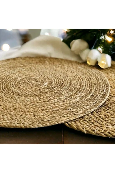 Akkoyunlu home 6'li Amerikan Servis Hasır Örme Supla Yuvarlak Bambu Kaliteli Büyük 37 Cm ürün görseli 1