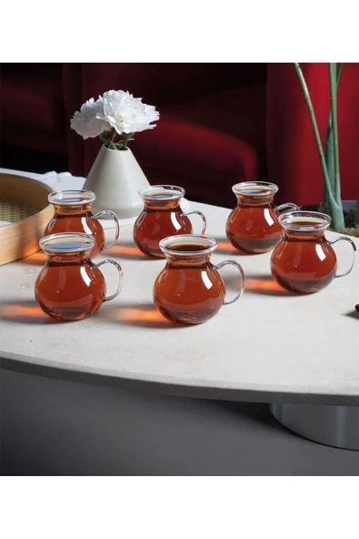 Akkoyunlu home Refika Tombul Kulplu  6'lı Çay Bardağı Seti Çay Bardağı Takımı 200 ml ürün görseli 1