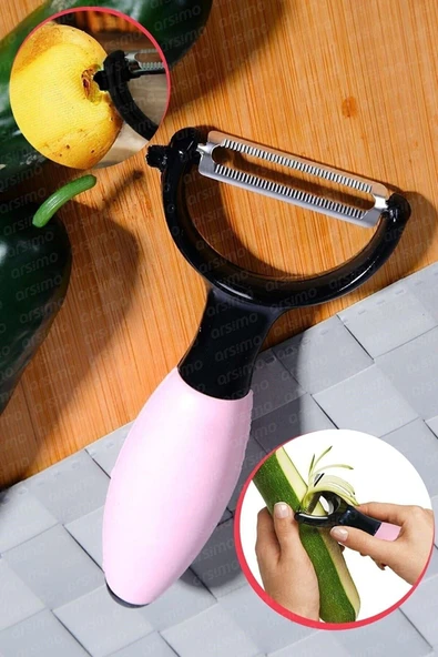 Akkoyunlu home Tombul Soyacak Renkli Saplı Çelik Lazer Kesim Patates Sebze Soyacağı Julyen Soyucu ürün görseli 1
